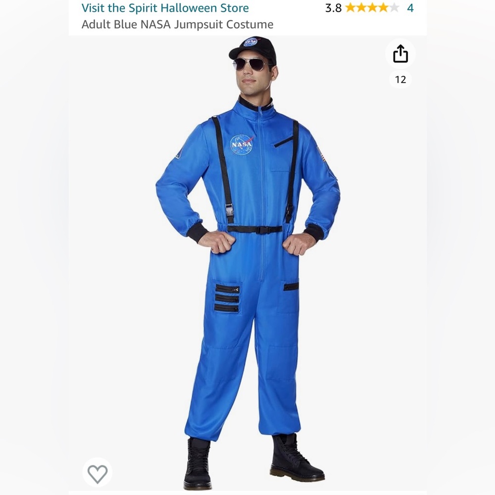 Adult Blue NASA Jumpsuit Costume, Halloween Costume